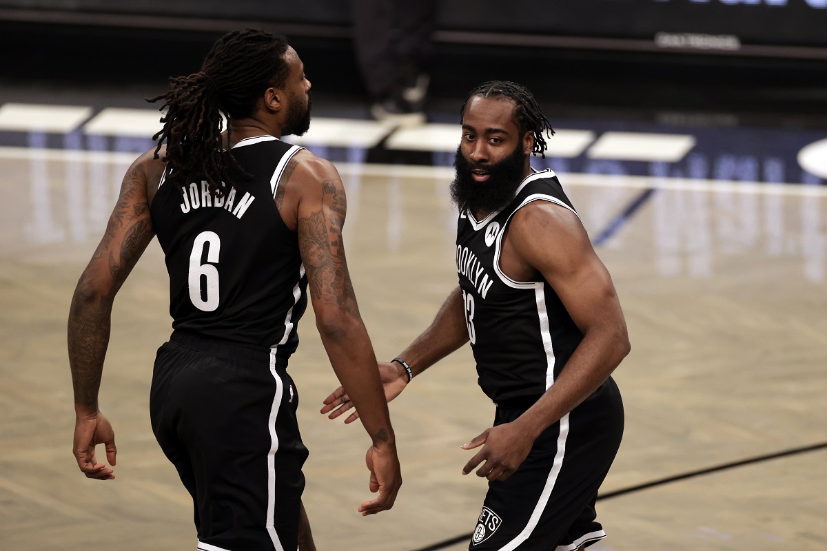 ▲DeAndre Jordan和James Harden不合。（圖／美聯社／達志影像）