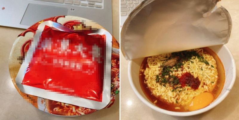 ▲女網友PO出自己泡「肉塊泡麵」的方式。(圖/翻攝自《我愛全聯-好物老實說》)