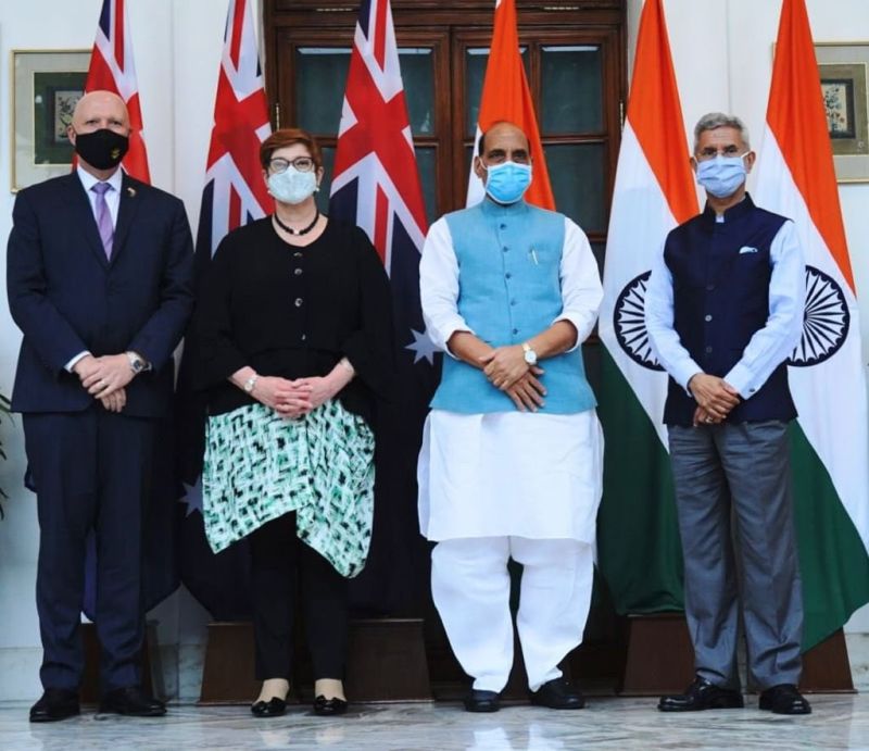 ▲印度與澳大利亞11日在新德里舉行首次2+2部長級對話。（圖／翻攝自DrSJaishankar推特）