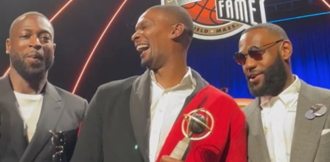 ▲熱火三巨頭重逢，因為Chris Bosh的名人堂儀式。（圖／取自名人堂推特）