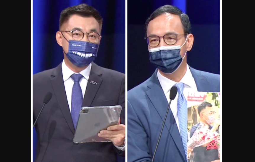 ▲江啟臣（左）、朱立倫（右）爭取國民黨主席。（圖/新頭殼）