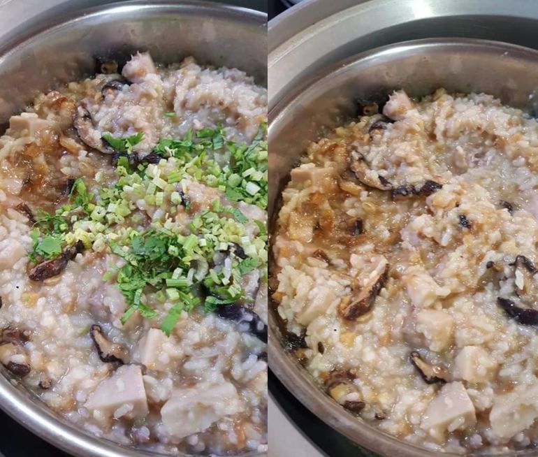 ▲原PO分享「香菇芋頭稀飯」的簡易做法。(圖/翻攝自《廚藝公社》)