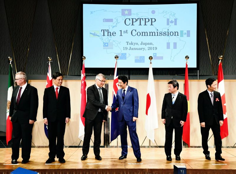 ▲台灣於9月22日正式遞出加入「跨太平洋夥伴全面進步協定」（CPTPP）的申請。圖為2019年1月CPTPP於日本東京召開會議時，各國領袖大合照。（圖／美聯社／達志影像）