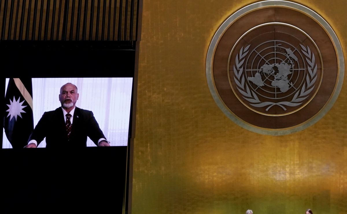 ▲諾魯總統安格明在聯大總辯論感謝台灣協助抗疫，稱台灣為諾魯「真誠友伴」之一。他敦促聯合國實現普遍性及平等理想，接納台灣，讓台灣與他國人民享有相同權利。（圖／美聯社／達志影像）