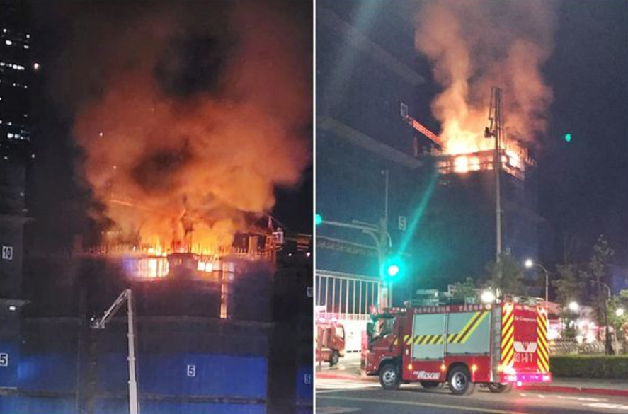 ▲台北市信義區信安街15巷旁的北市社會宅新建案「六張犁社宅」今（24）日凌晨1點多發生火警，高樓層發生突然竄出火煙。（圖/新頭殼）