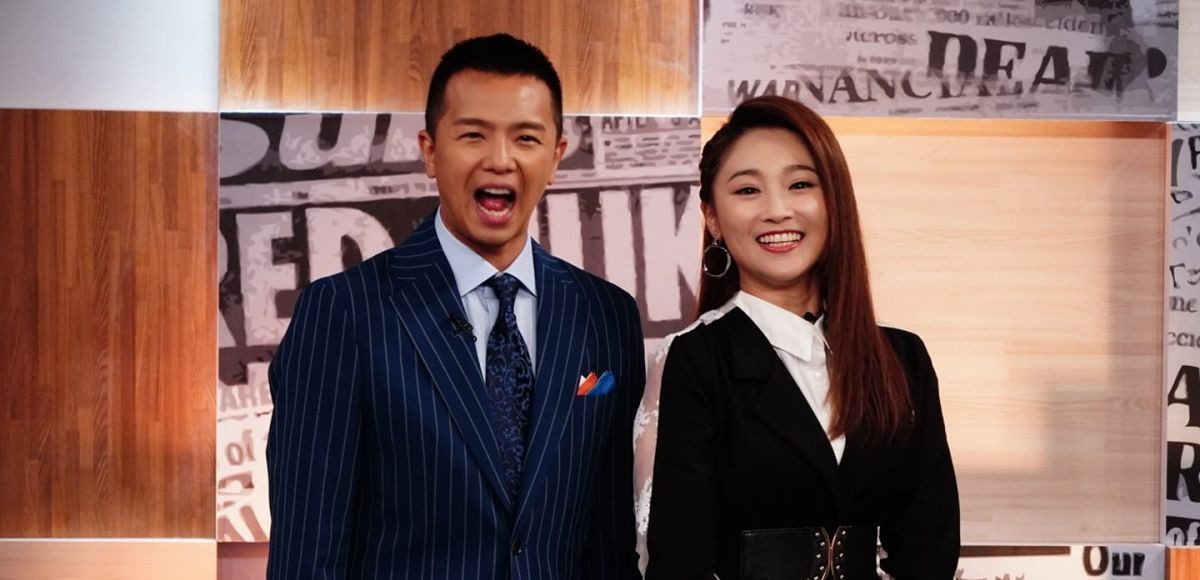 ▲張文綺（右）與小鬼曾一同主持。（圖 / 張文綺臉書）