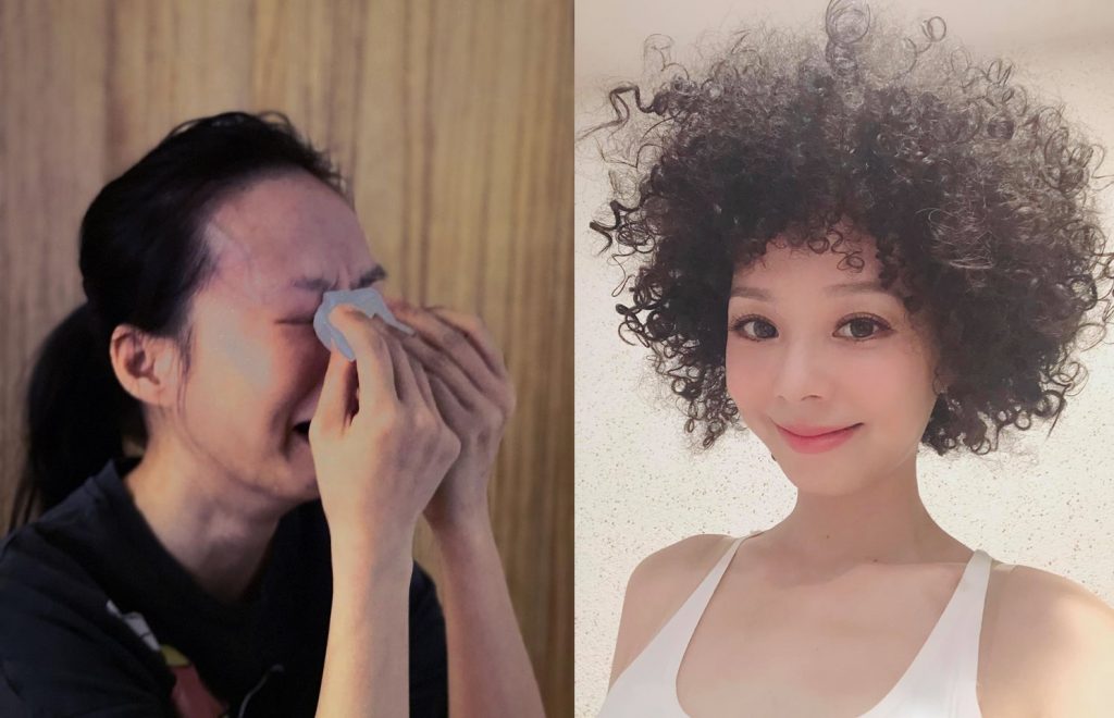 ▲孫淑媚為《天橋上的魔術師》燙捲捲頭（右圖），犧牲形象入圍金鐘獎最佳女主角，高興得哭了出來。（圖／孫淑媚臉書）