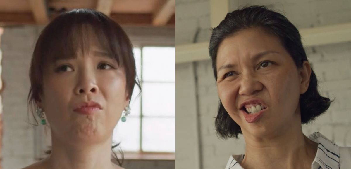 ▲天心（左）在最新一集《俗女2》中，為找工作進行模擬面試，沒想到開出的條件惹怒嘉玲媽。（圖／翻攝愛奇藝國際站）