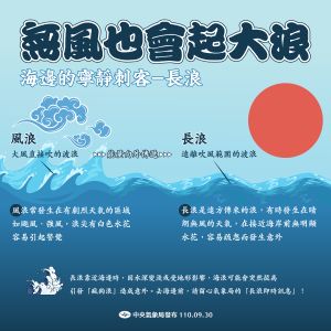 ▲中颱蒲公英正往日本接近，距離台灣還有1600公里，氣象局提醒週末前往東半部民眾，儘管岸邊晴朗、無風，仍需多加留意長浪發生。