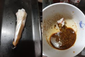 ▲原PO解釋,魷魚肝是可以吃得,她喜歡將魷魚肝烤過後放入醬油,調製成「肝醬油」沾海鮮吃。(圖/翻攝自《廚藝公社》) ▲原PO解釋,魷魚肝是可以吃得,她喜歡將魷魚肝烤過後放入醬油,調製成「肝醬油」沾海鮮吃。(圖/翻攝自《廚藝公社》)