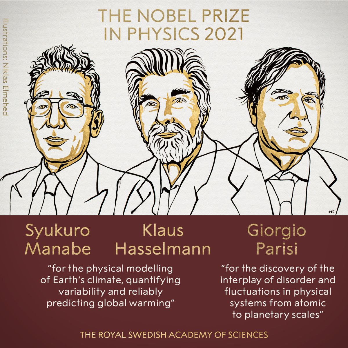 ▲2021諾貝爾物理獎得獎者今（5）日出爐，3名學者共享殊榮。（圖／取自推特The Nobel Prize@NobelPrize）