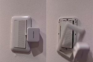 ▲原PO用新裝置關燈，沒想到下一秒，裝置連同電燈開關的外殼一起掉落。（圖／翻攝自《@tukinowagamo》Twitter）