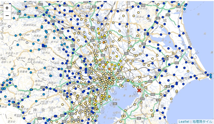 ▲日本關東地區發生規模6.1強震，震央位於千葉縣西北部。（圖取自日本氣象廳網頁jma.go.jp）