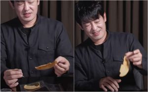 ▲許成泰用破糖餅秒傻眼。(圖/The Swoon YouTube) ▲許成泰用破糖餅秒傻眼。(圖/The Swoon YouTube)