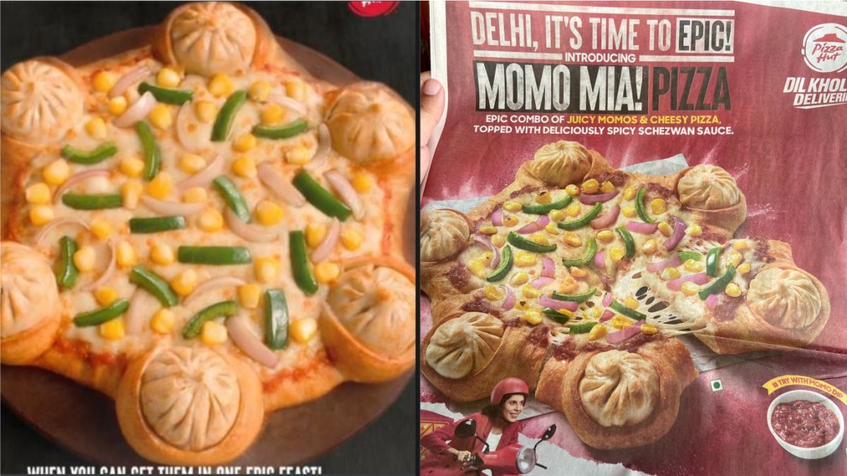 ▲印度「必勝客」（Pizza Hut）日前推出結合街頭小吃「MOMO」的湯包披薩，獨特口味和造型讓不少網友眼睛為之一亮。（圖／翻攝自印度必勝客官方推特、Instagram）