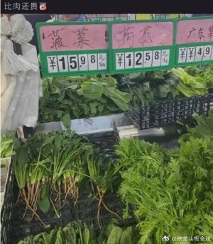 ▲▼不少中國民眾直呼，近期菜價幾乎比肉還貴。（圖／翻攝自微博）