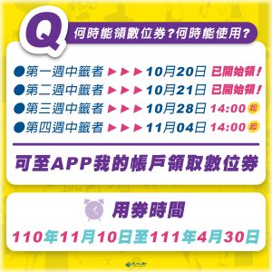 藝FUN券第三波中籤號碼今出爐 領用懶人包一次看懂 ▲藝FUN券領用時間。(圖/翻攝自文化部臉書)