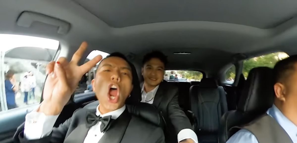 ▲KID（中）曬出與小鬼（左）前年一起參加金鐘獎的片段。（圖／KID臉書）