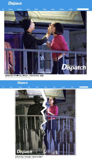 ▲南韓第一狗仔D社曾拍到水原希子（右）跟GD互動親密、分手新聞（下）。（圖／翻攝Dispatch）