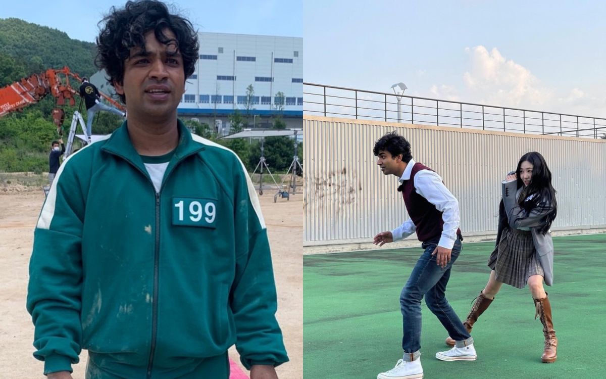 ▲《魷魚遊戲》的199號參賽者「阿里」（左）合體「少女時代」蒂芬妮玩遊戲。（圖／阿努帕姆特里帕蒂、蒂芬妮IG）