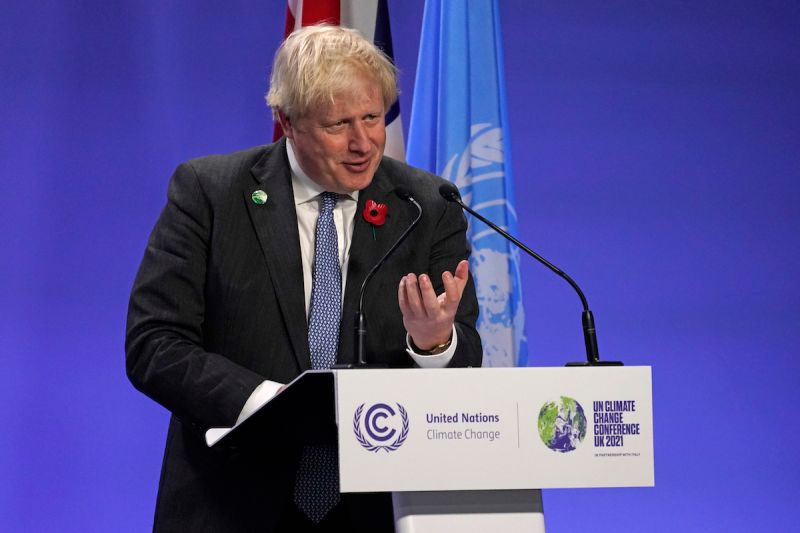 ▲聯合國氣候變遷大會(COP26)地主國、時任英國首相強生。(圖/美聯社/達志影像)