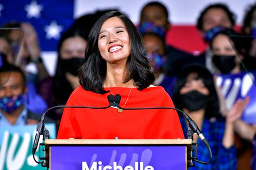 ▲台灣移民第2代的吳弭（Michelle Wu）當選，成為波士頓首位有色人種、女性市長，打破兩世紀來皆由白人男性主政的局面。（圖／美聯社／達志影像）