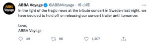 ▲ABBA官方宣布暫停宣傳新專輯24小時。（圖／翻攝ABBA《Voyage》推特）
