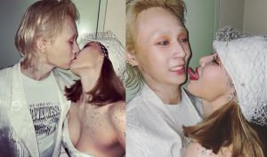 泫雅 ▲泫雅和男友DAWN舌吻,粉絲驚呼「結婚了嗎?」(圖/翻攝泫雅IG)