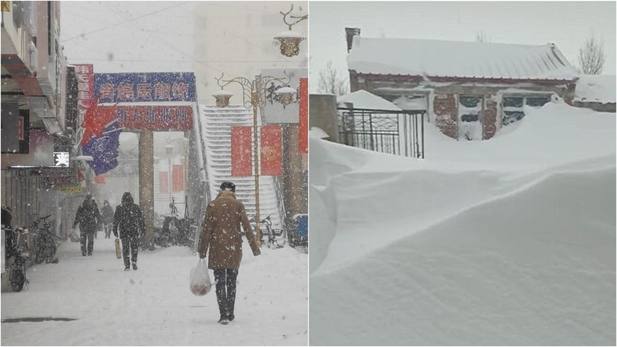 ▲中國東北、內蒙地區近日降下暴雪。（圖／翻攝自中國天氣網）