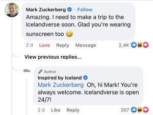 ▲臉書創辦人祖克柏表示他也想體驗「冰島宇宙」。（圖／翻攝自推特）