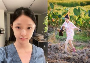 林允 ▲林允大方拍攝素顏照、在田裡活動,毫無偶像包袱。(圖/翻攝林允微博)