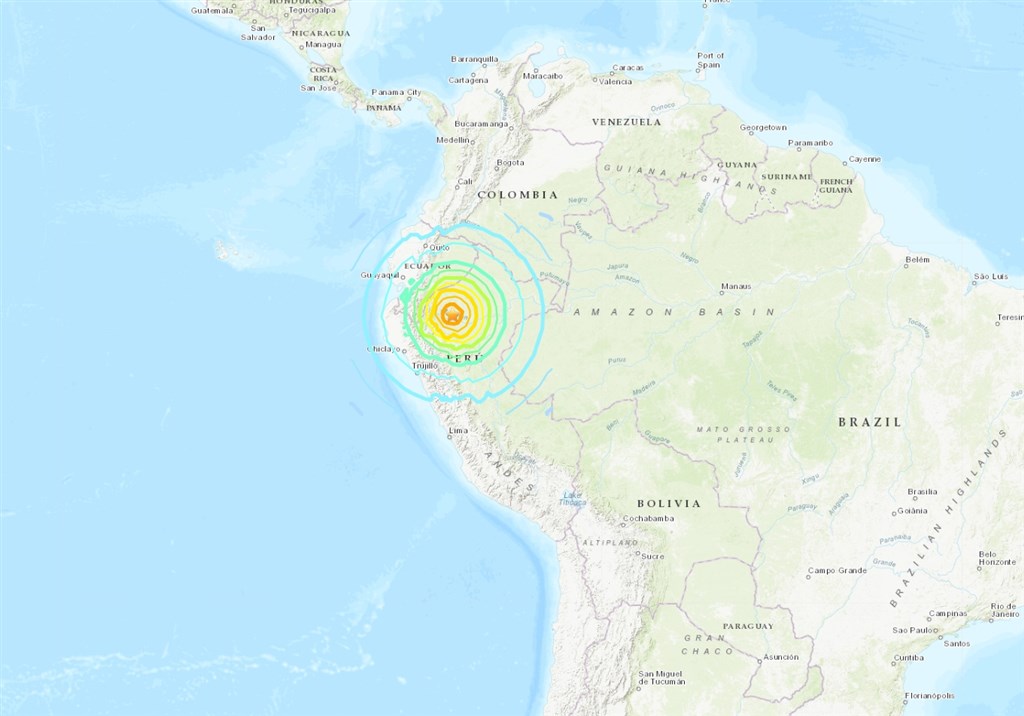 ▲南美洲國家秘魯北部28日遭規模7.5地震襲擊。（圖取自USGS網頁earthquake.usgs.gov）