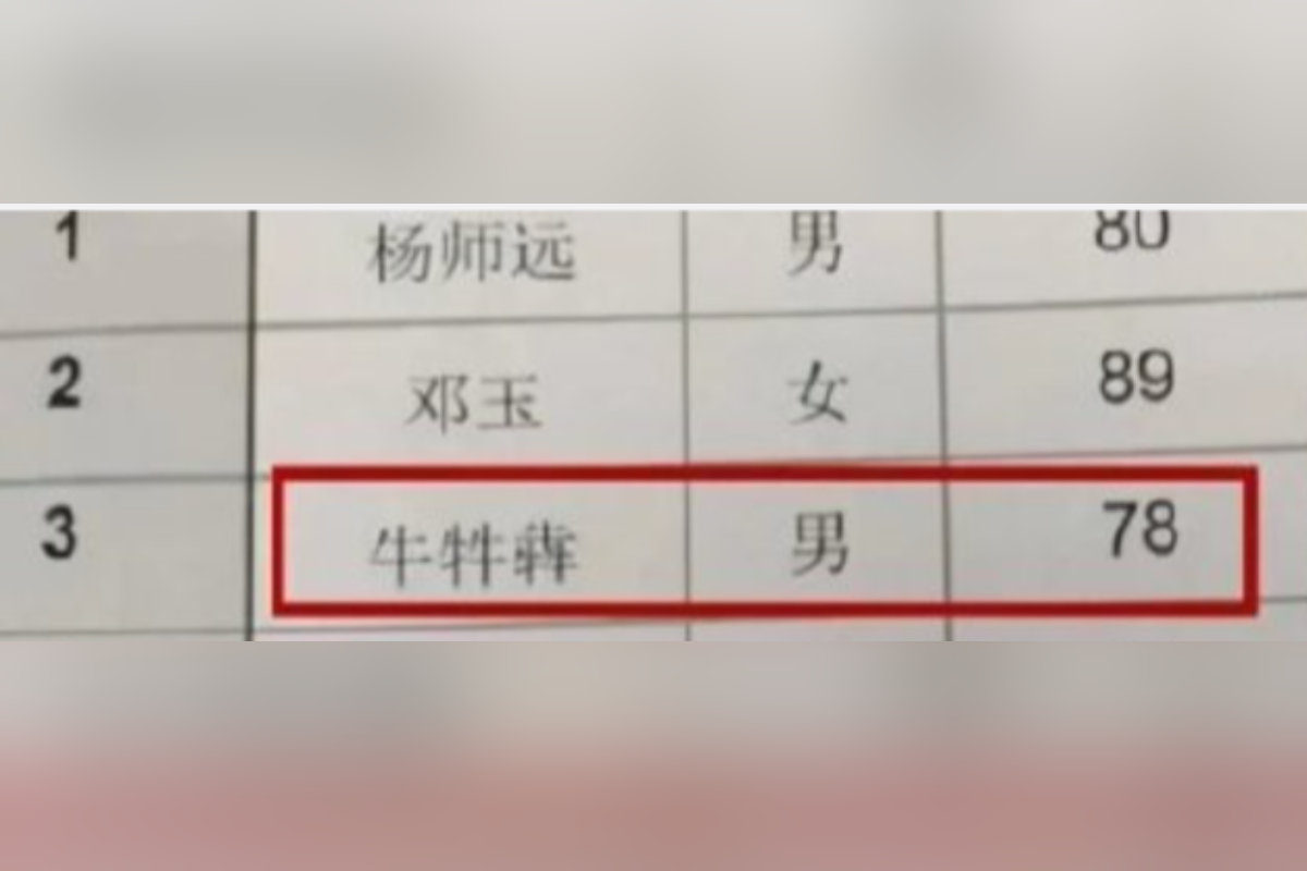▲大陸微博瘋傳一張點名簿的照片,因為三號同學「牛牪犇」的名字真的太牛了。(圖/擷取自微博《起名取名谷先生》)