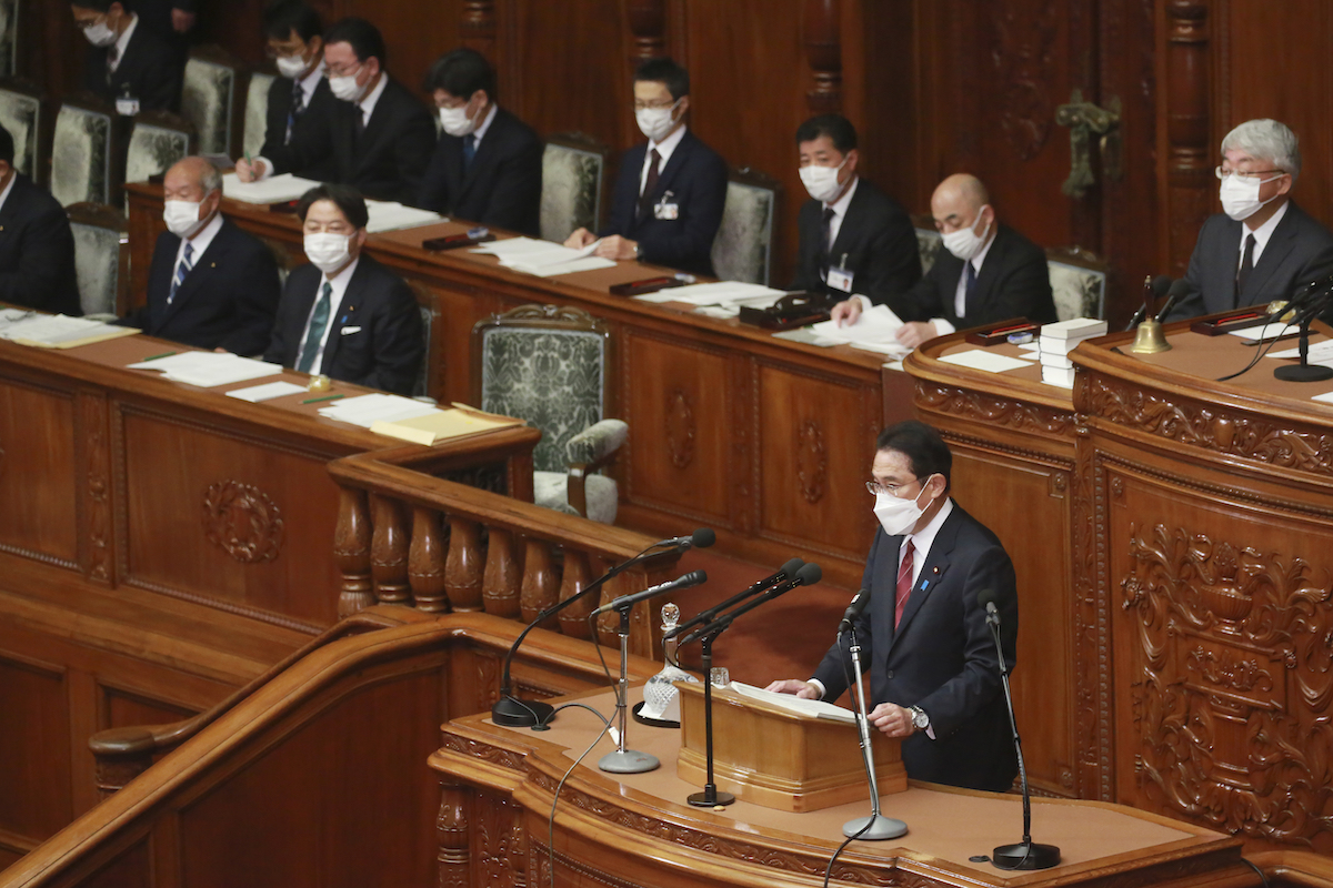 ▲日本首相岸田文雄今天在國會發表演說。（圖／美聯社／達志影像）