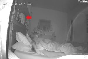 ▲日前早上6點5分左右，貓咪「皮卡丘」發現奴才還沒起床，便跳上床頭櫃。（圖／翻攝自FB帳號ViralHog）