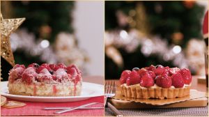 報導 ▲看準大人小孩都愛草莓,馬各先生的6吋草莓乳酪派(左圖)選用紐西蘭頂級乳酪及產地直送的新鮮大湖草莓,食感旅程法式手工烘焙的繽紛草莓派(右圖)則精選20顆有機大湖草莓,還有智利藍莓。(圖/NOWnews攝)