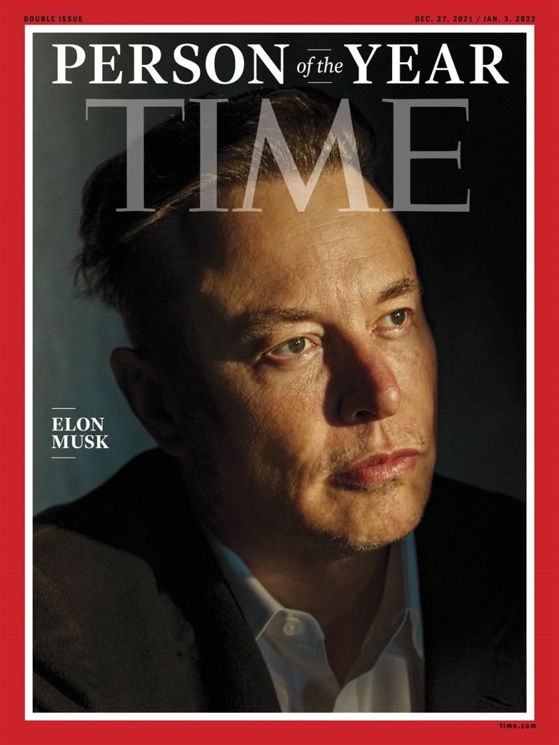 ▲「時代雜誌」2021年度風雲人物為特斯拉執行長馬斯克。(圖取自twitter.com/TIME)