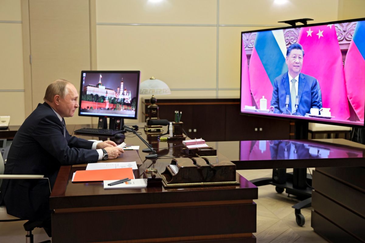 ▲中國國家主席習近平在與蒲亭視訊會談時表示，中俄雙方要開展更多聯合行動。（圖／美聯社／達志影像）