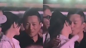 ▲汪小菲也和大S玩Kiss cam。（圖／痛點星聞微博）