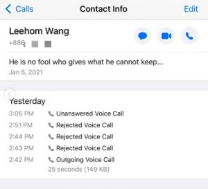 ▲李靚蕾秀出電話截圖,反擊王力宏找不到她一說。(圖/翻攝李靚蕾IG) ▲李靚蕾秀出電話截圖,反擊王力宏找不到她一說。(圖/翻攝李靚蕾IG)