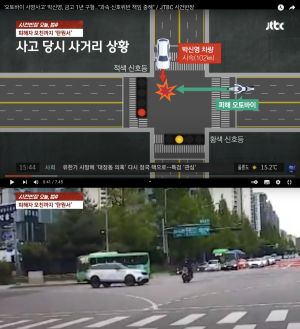 ▲朴信映車禍當下還原。（圖／翻攝JTBC News YouYube）