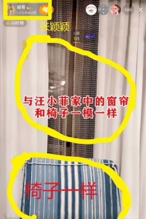 張穎穎 ▲張穎穎直播間的椅子,被網友抓包與汪小菲家裡一樣。(圖/翻攝微博)