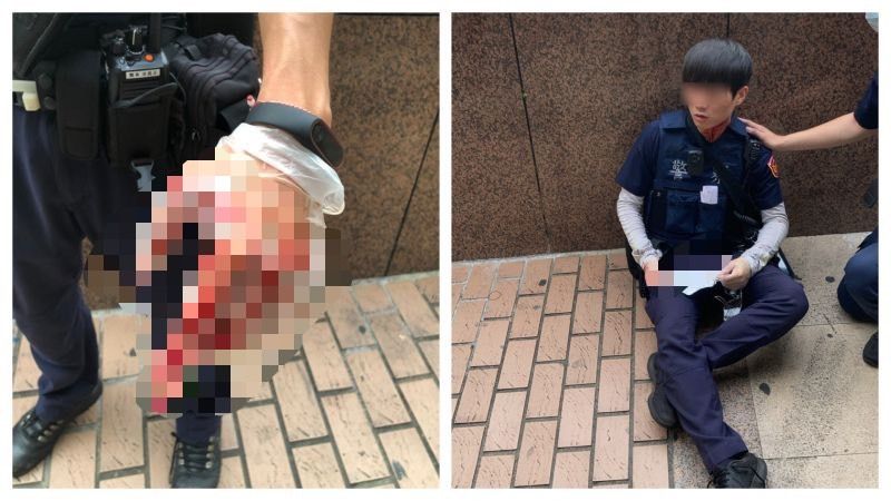 ▲今年5月22日，警方獲報台北車站南二門附近有民眾未戴口罩，2名員警勸導卻遭砍。（圖／翻攝畫面）