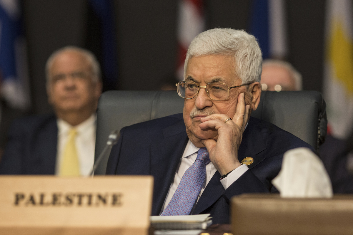 ▲巴勒斯坦自治政府主席阿巴斯昨天在罕見的以色列之行中會晤以國國防部長甘茨。（圖／美聯社／達志影像）