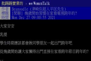 跨年一定要出門?過來人抖出真實心聲:跟風太累了 ▲原PO好奇大家是何時開始選擇在家跨年?其中不少人點出出們跨年的困擾。(圖/翻攝自《PTT-WomenTalk》)