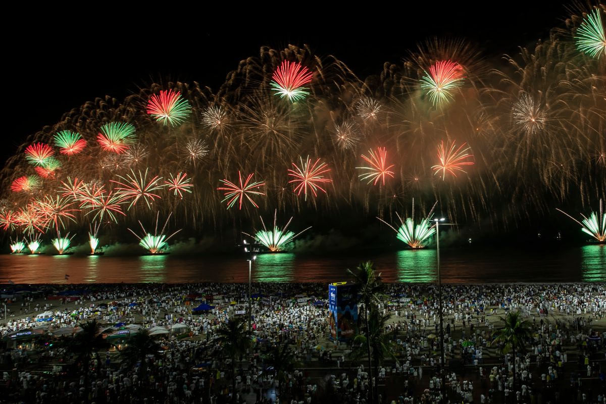 ▲巴西里約熱內盧因疫情與天氣差，低調舉辦新年慶祝活動。（圖／美聯社／達志影像）