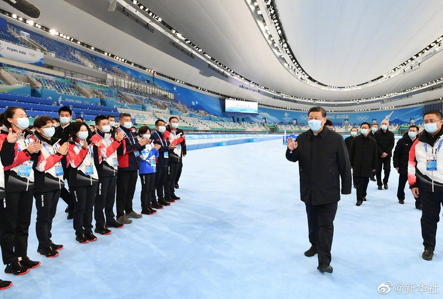 ▲北京冬奧2月4日將開幕，中國國家主席習近平4日前往冬奧場館視察籌備工作。（圖／翻攝自環球新聞）