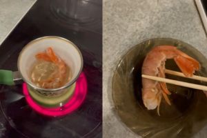 媽開心煮蝦子加菜!貓咪竟「這反應」 網笑:不給面子 ▲馬麻先將蝦子燙熟,放在盤子裡冷卻。(圖/TikTok帳號the_scottish_king)