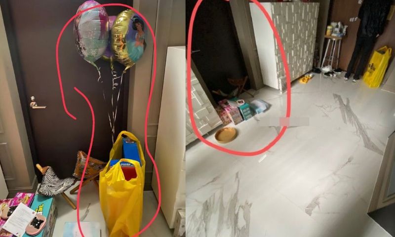 ▲微博上網友流出最新監視器畫面，指出王力宏當天是帶著禮物上門，疑似被形塑成「氣球殺手」。（圖/微博＠heng亭VV）