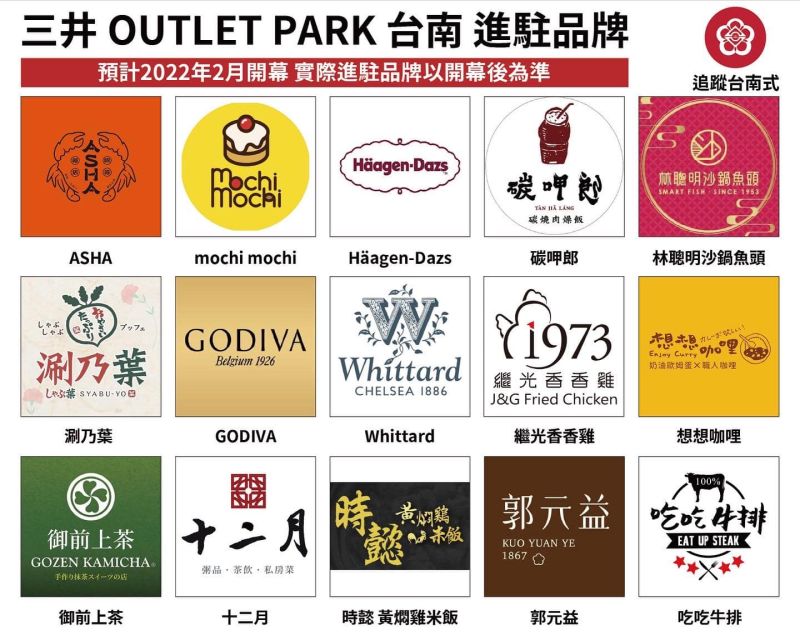 ▲粉專「台南式」揭露進駐品牌。(圖/取自台南式粉專)